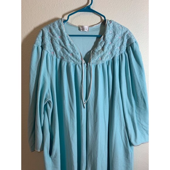 Vintage Vanity Fair Granny Style Felt Robe Blue Womans Size XXL LS10 - Picture 2 of 9